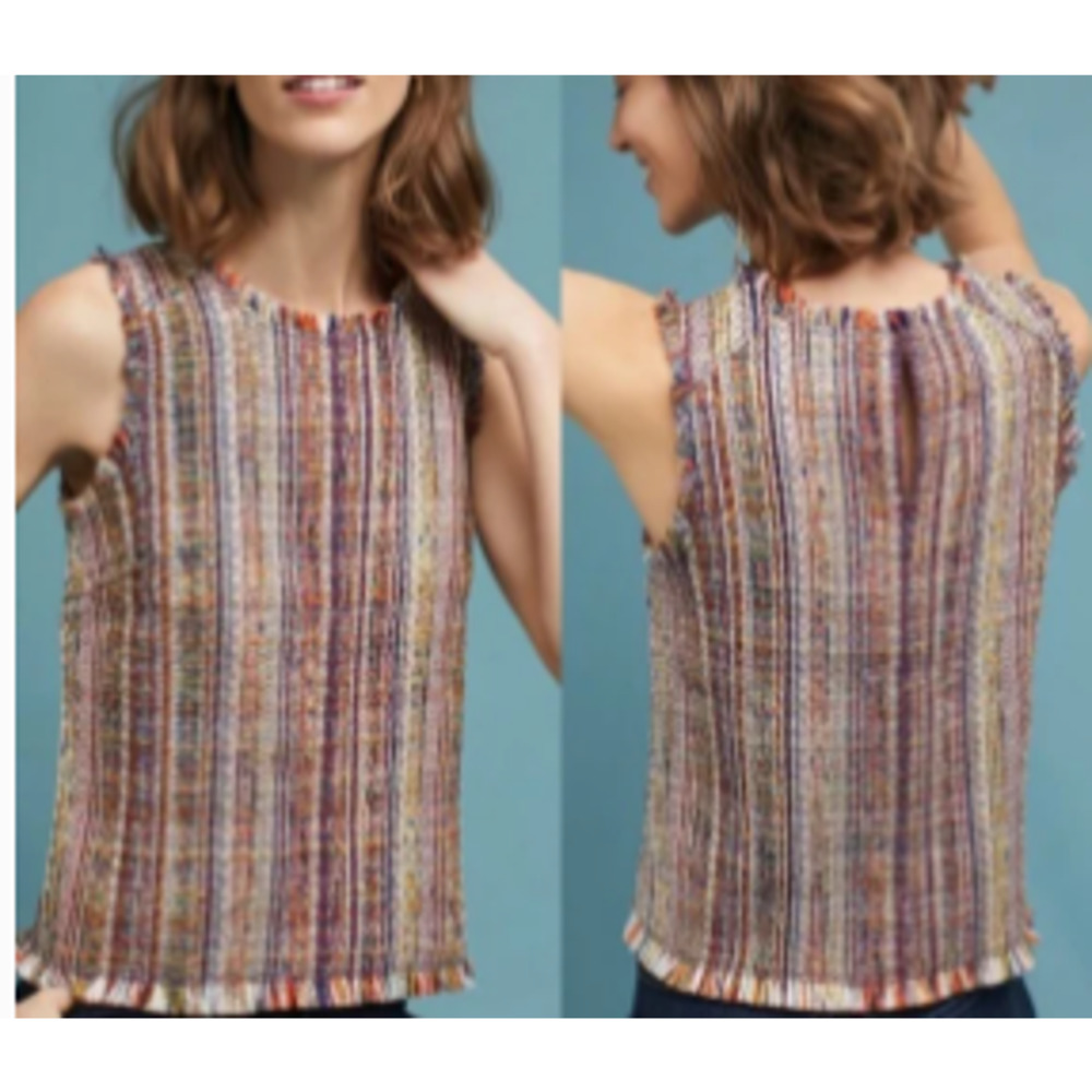 ANTHRO MAEVE tweed sleeveless blouse 12P